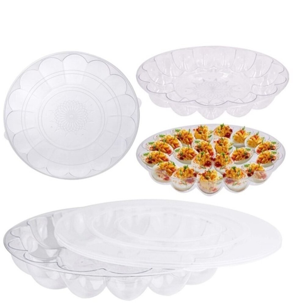 2 Travel Carry Trays Deviled Egg Storage Serving Trays Holds 48 Eggs